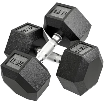 Image of HOMCOM 35KG Rubber Hex Dumbbell Portable Hand Weights Home Gym