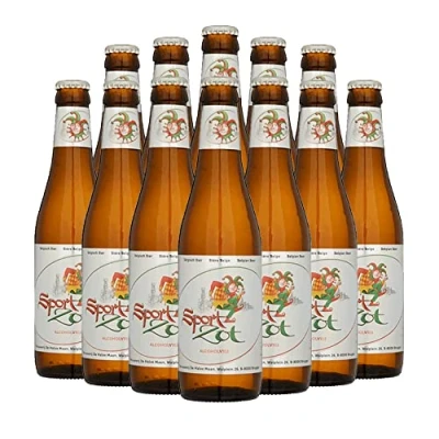Image of Brugse Zot Sport Alcohol Free Beer 330ml Bottles (12 Pack) 0.4% ABV Belgian Gifts for Men, Birthday Men and Women, Beers Lagers Offers Gift Pack Set