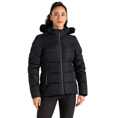 Image of Dare 2b Women&#039;s Water repellent Glamourize V Baffled Ski Jacket Black, Size: 6