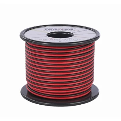 Image of TUOFENG 20awg Silicone Electrical Wire Extension Cable Cord 60 Meter Reel [Black 30 m Red m] 2 Conductor Parallel line Flexible 0.52mm² Hook Up Oxygen Free Strands Tinned Copper