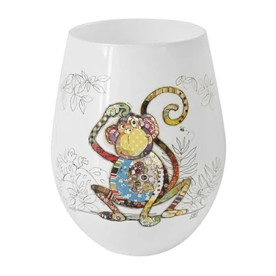 Image of Lesser &amp; Pavey Ceramic Stemless Cup Tumbler Lovely Wine Gifts for Women Men Monty Monkey Drawing Drinkware Microwaveable Mug Bug Art