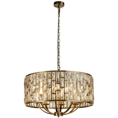 Image of Bijou 8 Light Pendant Antique Brass, Champagne Glass