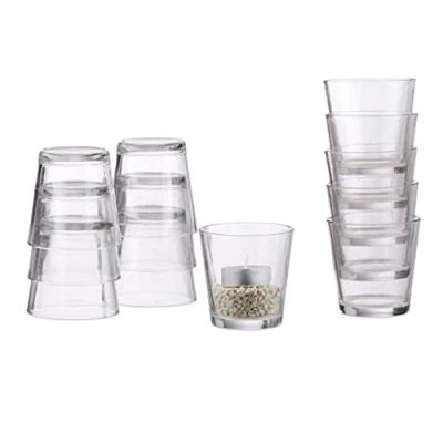 Image of Relaxdays Tea Light Holder Set of 12, Cone Shaped, Table Decor, Dessert Glasses, Great Gift, 7.5 cm Ø, Clear