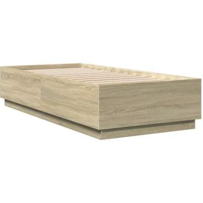 Image of vidaXL Bed Frame with LED without Mattress Sonoma Oak 100x200 cm
