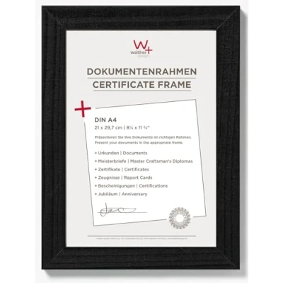 Image of walther Design Picture Frame Black 21 x 29,7 cm (DIN A4) Home Wooden HO130B