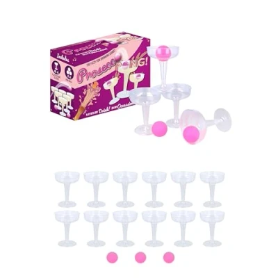 Image of HENBRANDT Single Prosecco Pong Game Set 15 Piece for Students Birthday Parties Hen Party Stag Do Summer Fun Drinking Bar Games Adults