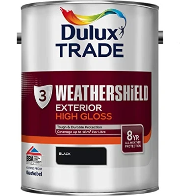Image of Dulux Trade Weathershield Exterior High Gloss Black 5 Litres