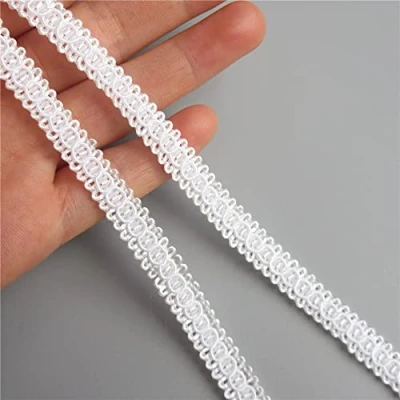 Image of 10 Yards Nylon Lace Edge Trim Ribbon 1 cm Width Vintage Style White Edging Trimmings Fabric Embroidered Applique Sewing Craft Wedding Bridal Dress Embellishment DIY Party Decoration Clothes Embroidery