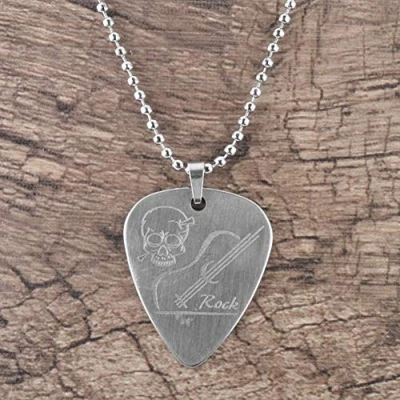 Image of Guitar Steel Necklace Pick, Stainless Pick Plectrum Accessory for Guitar(Skull)