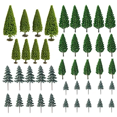 Image of Woohome 44 PCS Miniature Trees Mixed Model Cedar Trees, Train Scenery Architecture Fake for Building Model, with No Bases DIY Crafts