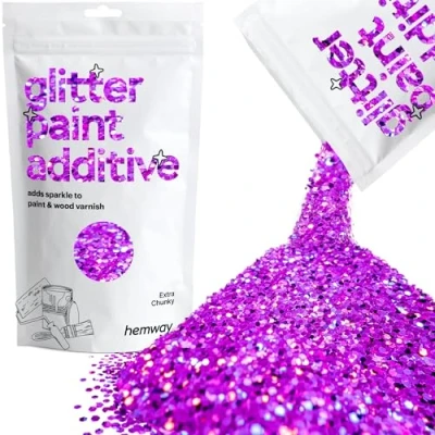 Image of Glitter Paint for Walls Purple Holographic Additive Emulsion Latex Acrylic Sparkles Extra Chunky Interior Painting 100g / 3.5oz