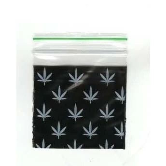 Image of 500/1000 Small Novelty White Leaf Black Zip Seal Bag Resealable Multipurpose Polythene Baggies 50mm x (500)