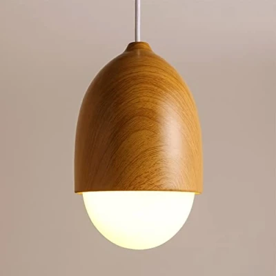Image of Jadssox Nordic Wood Pendant Lighting Fixture White Glass Hanging Lamp Shade Mini Chandelier Ceiling Light, Geometric Suspended Lamps E27 Droplights for Kitchen Island Dining Room