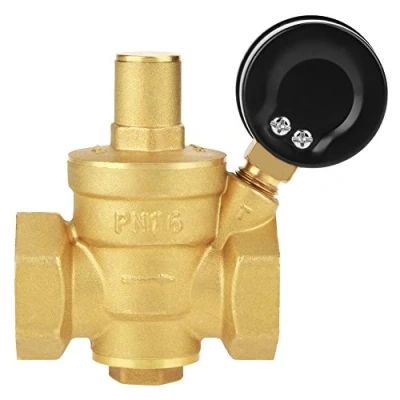 Image of Hilitand DN25 Brass Relief Valve Adjustable Water Pressure Reducing Regulator Reducer+Gauge Meter