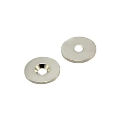 Image of Countersunk Steel Disc for Using Magnets, Hang Artwork or Noticeboards 20mm dia x 2mm thick 4mm hole Pack of 50