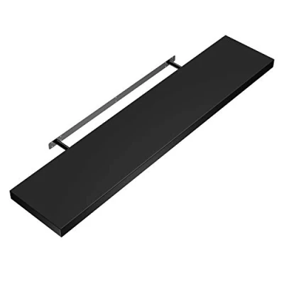 Image of CASARIA® 90cmx23cm Matt Black Floating Shelf Including Bracket Wall Shelving Living Room Kitchen Bedroom Office 38mm Thick Hidden Fixing 15kg Capacity MDF