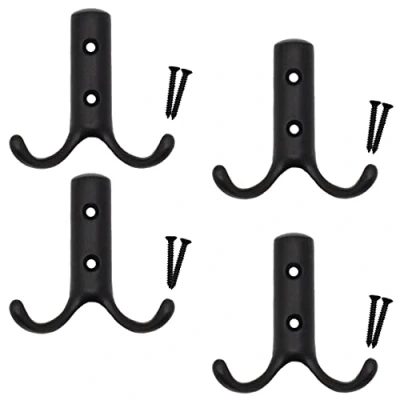 Image of EAI Twin Robe Hook 70mm Matt Black Pack of 4