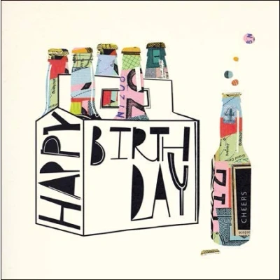 Image of Contemporary Illustrated Male Birthday Card (WDM 452062) Craft Beer Attractive Greeting for Him from The Mambo Range by Woodmansterne