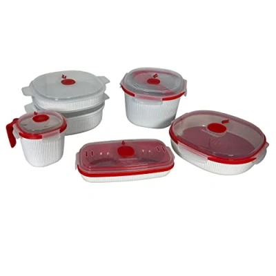 Image of Snips Set 5 pcs of Microwave Containers, Composed Steamer 4 LT, 2 Rice and Grain Cooker, Egg Cooker Omelettes, Mug,100% Made in Italy, 0% BPA