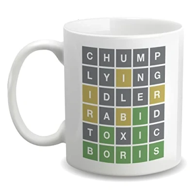 Image of Yellow Spade Design. The Boris Johnson Wordle Mug
