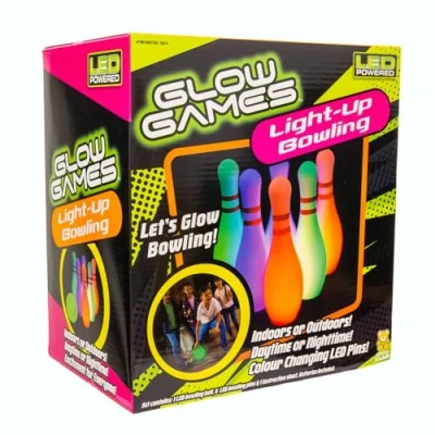 Image of Glow Games, in the dark bowling set with LED lights, 92592, Light up toys, for ages 5+ years.