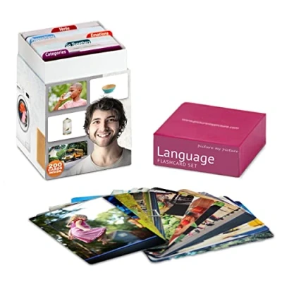 Image of Language Flash Cards Set: Feelings and Emotions, Prepositions, Verbs, Categories &amp; Go Togethers Vocabulary Builder Speech Therapy Materials Autism Learning ESL Teaching