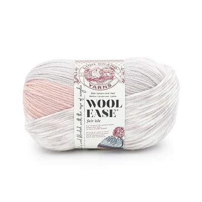Image of Lion Brand Yarn Wool Ease Fair Isle Yarn, Pink/Mushroom