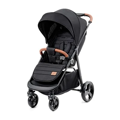 Image of Kinderkraft GRANDE PLUS Stroller pushchair for toddlers from Birth to 22 kg, Extra large hood, Lie flat position, Folding with one hand, Shock absorption on all wheels, Black