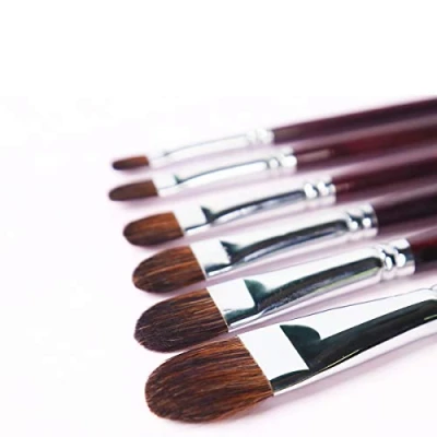 Image of Transon Red Sable Filbert Paint Brushes 6pcs for Watercolor, Acrylic, Oil, Tempera and Gouache Painting