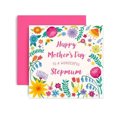 Image of Huxters Happy Mother&#039;s Day Card for Mum Her Floral Heart Gift 14.8cm (Stepmum Day)