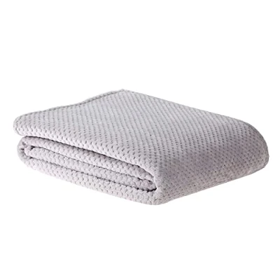 Image of Sleepdown Luxury Waffle Fleece Silver Grey Throw Over Sofa Super Soft Warm Cosy Honeycomb Bed Blanket Bedspread 150cm x 200cm, 5056242828778