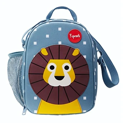 Image of 3 Sprouts Kids Lunch Bag Insulated, Durable Toddler for Girls &amp; Boys Children&#039;s Tote with Shoulder Strap School, Lion