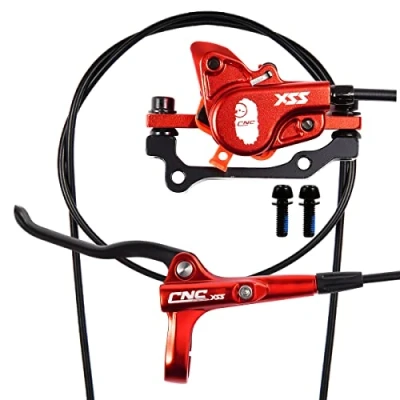 Image of CNC Hydraulic Disc Brakes Set，Mountain Bike Brake Left Rear 1450mm Caliper，Red