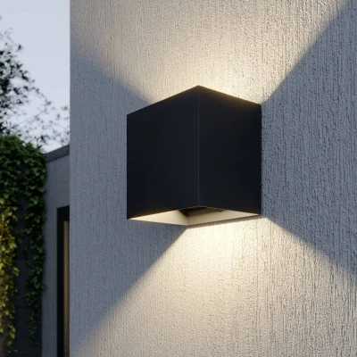Image of Lucande LED outdoor wall lamp Evie, 14 cm, dark grey, up/down