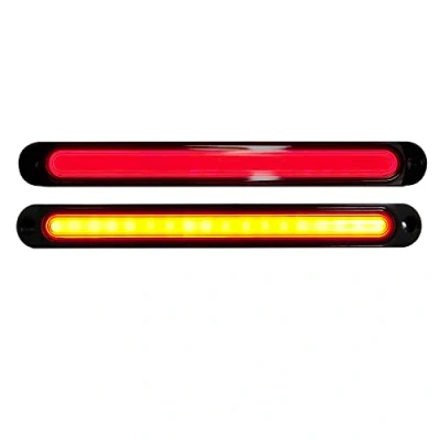 Image of KYYET 2pcs Red &amp; Yellow 12V/24V Trailer Truck Dynamic Start Scan Led Rear Tail Light Stop Brake Turn Singal Lamp Halo Neon Bar Universal
