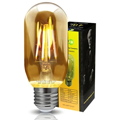 Image of Retro Vintage LED 4w Edison Style Filament Tube Bulb Smoked Gold Glass T45 E27 Screw