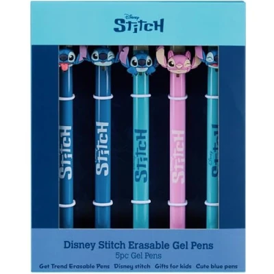 Image of Get Trend Disney Stitch Pens Set of 5 Erasable Gel Angel Office School Supplies Stationery Rollerball with Blue Ink Gifts for Girls (Stitch)