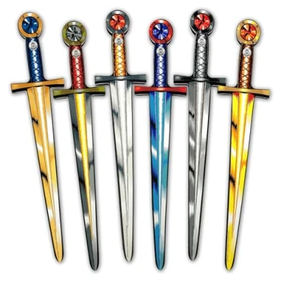 Image of Liontouch Sword Collection Playset 6 Pack Colourful Toy Swords For Boy’s &amp; Girl’s Pretend Play in Medieval Knight Style Safe Dress Up Costume Accessory Kid’s Roleplay Durable Foam