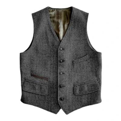Image of Solovedress Wool Suit Vest Formal Regular Fit for Wedding Groomsmen, gray, XXXL