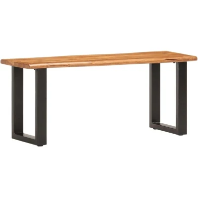 Image of vidaXL Live Edge Bench 110 cm Solid Acacia Wood and Steel