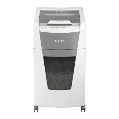 Image of Leitz IQ Autofeed Office Micro Cut Paper Shredder P5, Automatic, 300 sheet, 60 Litre Bin Capacity, White, 80160000