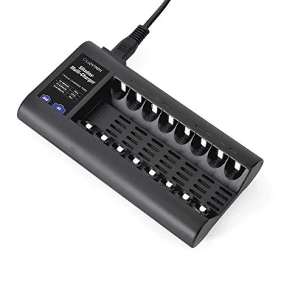 Image of LLOYTRON Slimline 8 x AA / AAA Multi Charger for NiMh NiCd Rechargeable Batteries ? Charge 2 4 6 or at Once B1507 Black