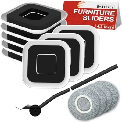 Image of NIUXX Furniture Sliders, 3 in 1 Movers Sliders for Sofa Bed Cabinet, Heavy Moving Pads Set with 8PCS Carpet Gliders, 4PCS Hardfloor Socks, Lifter, Protect Hardwood Floor