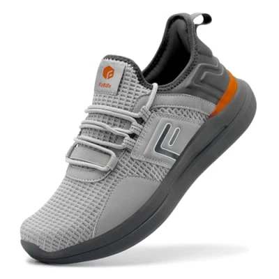 Image of FitVille Wide Fit Trainers for Men Arch Support Road Running Athletic Sneakers Breathable Gym Shoes Fitness Jogging Walking Fresh Core, Grey, 8.5 UK