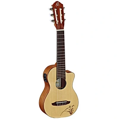 Image of Ortega Guitars Travel Guitar electro acoustic Mini/Travel Series Guitarlele 6 strings spruce top with laser engraved motif (RGL5CE)