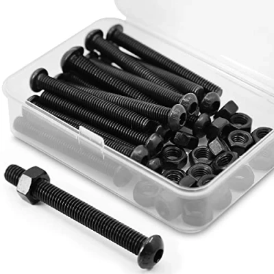 Image of (20 Sets) M6 x 40mm Screws and Nuts Set Half Head Hex Socket 10.9 Grade Alloy Steel Full Thread