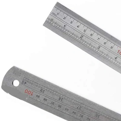 Image of 1 Metre Stainless Steel Ruler Metric &amp; Imperial Measurements with Conversion Table