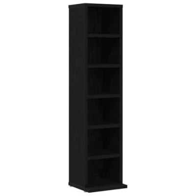 Image of vidaXL CD Cabinet Black Oak Engineered Wood Storage Unit 21x20x88 cm for Home/Office