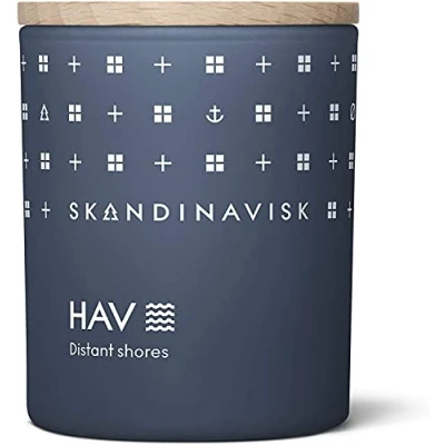 Image of Skandinavisk HAV &#039;Sea&#039; Mini Scented Candle. Fragrance Notes: Salt Spray and Sea Kelp, Hawthorn Beach Rose. 65 g.
