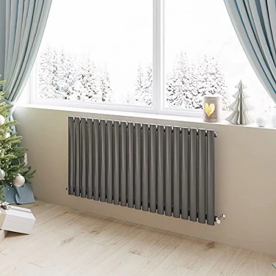 Image of Horizontal Radiator Oval Column Designer Central Heating Rad 600x1180mm Single Anthracite